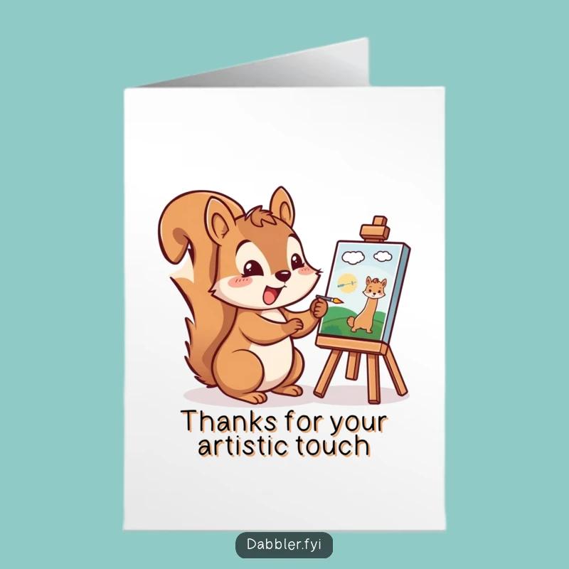 Free Printable Thank You Card: Funny Squirrel Artist, Quick DIY Gift