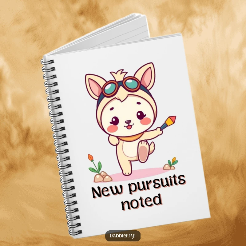 Funny notebook cover featuring a cheerful animal character dipping a toe into a new, fun pursuit, perfect for humorous adventure planning.