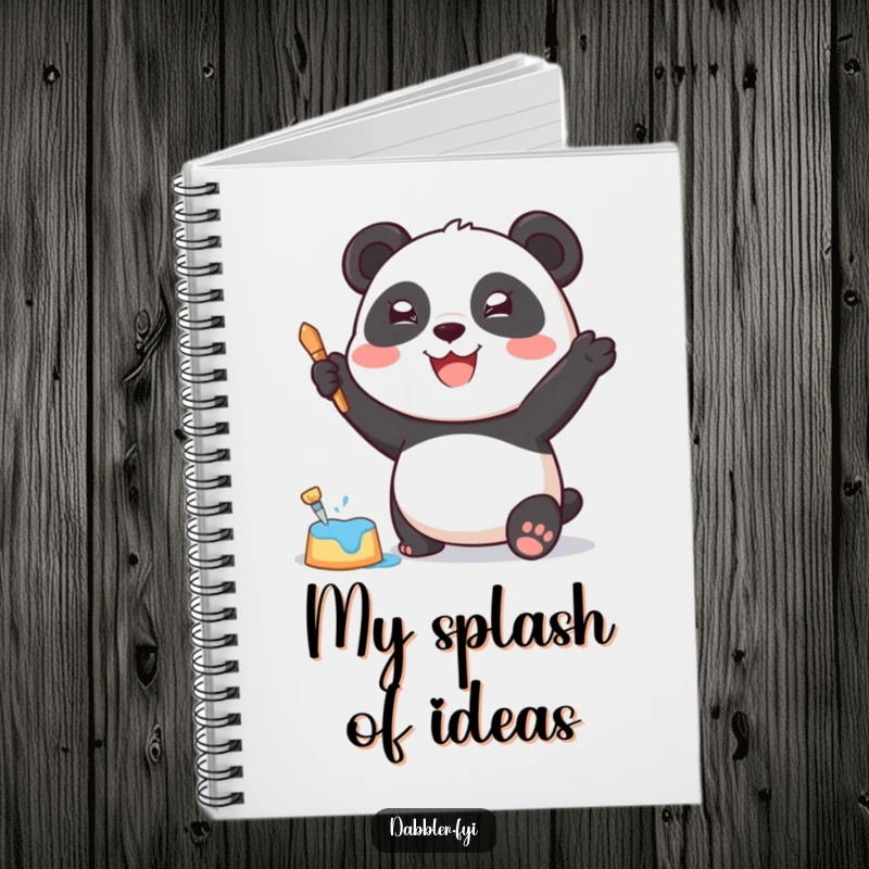 Funny Notebook: A joyful panda character dabbing paint with a sponge, inspiring artistic creations.