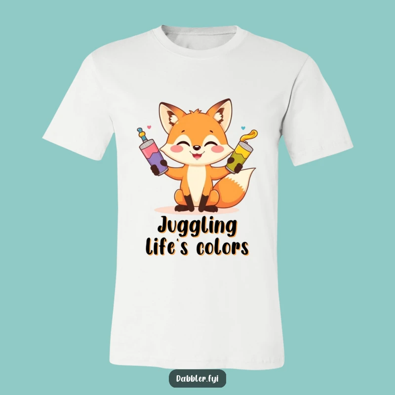 Funny Fox Paint Juggling T-Shirt - Whimsical Artist Tee Gift