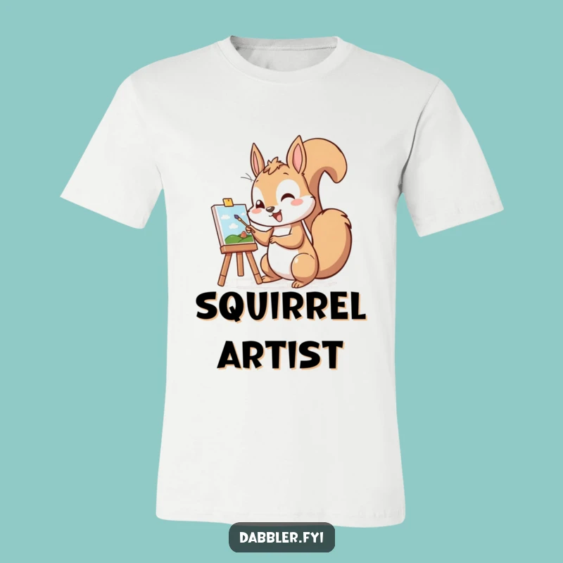 Funny Squirrel Painter T-Shirt: Cheerful Artist Squirrel, Hilarious Art Gift