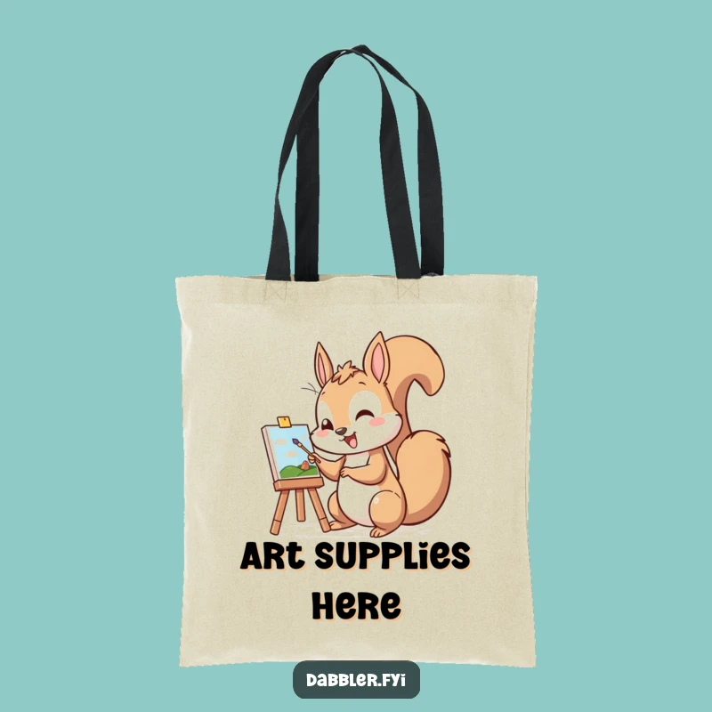 Funny Squirrel Painter Tote Bag: Cheerful Artist Squirrel, Stylish Funny Gift