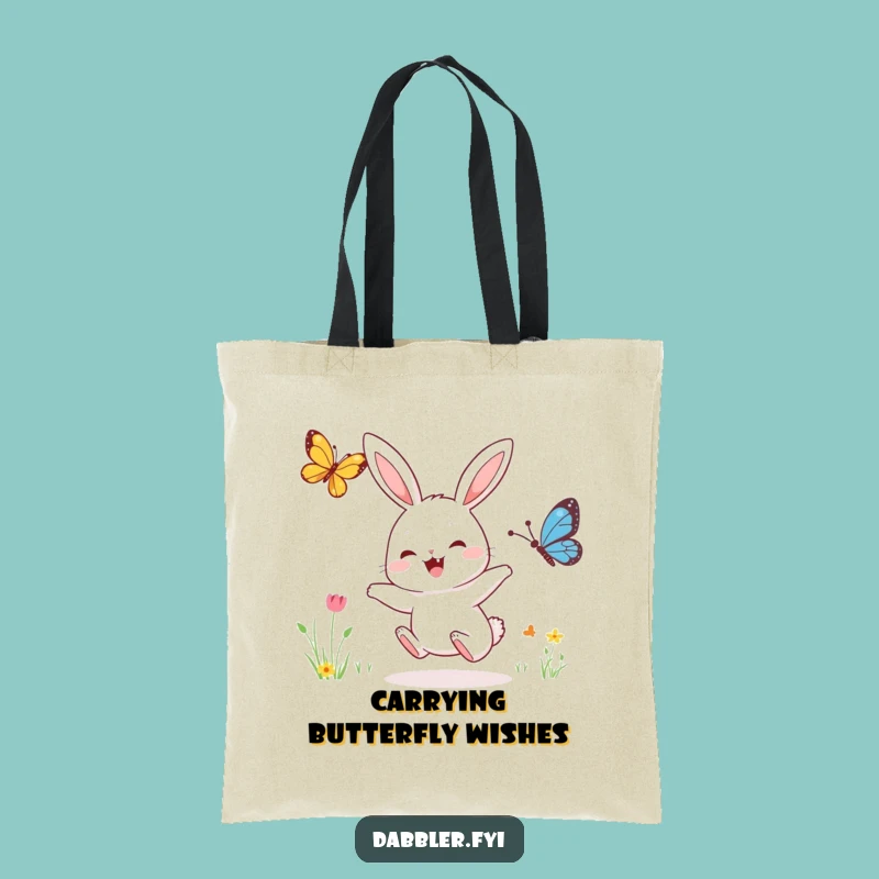 Funny Rabbit & Butterfly Tote Bag: Joyful Character Shopping Bag, Practical Humorous Gift
