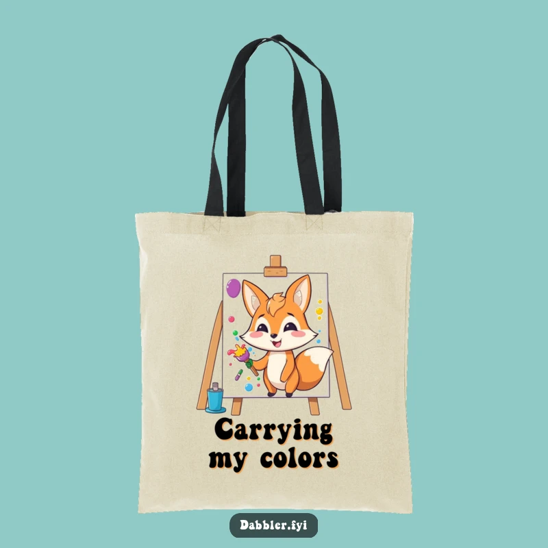 Funny Fox Artist Tote: Creative Splashing Friend Bag, Great Funny Gift!