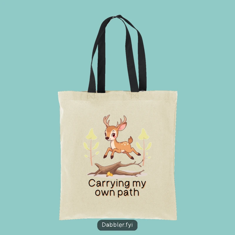 Funny Perky Deer Tote Bag: Playful Leaping Design, Stylish & Humorous Accessory