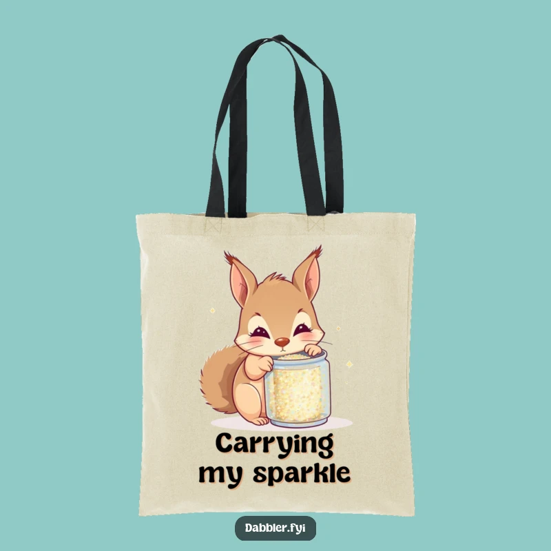 Funny Squirrel Glitter Tote Bag - Carry Your Sparkle with Humor