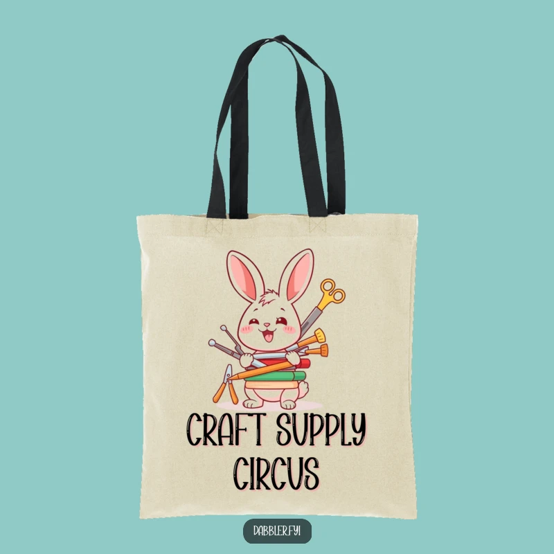 Funny Rabbit Crafter Tote Bag: Happy Bunny Carrying Tools, Stylish Funny Gift
