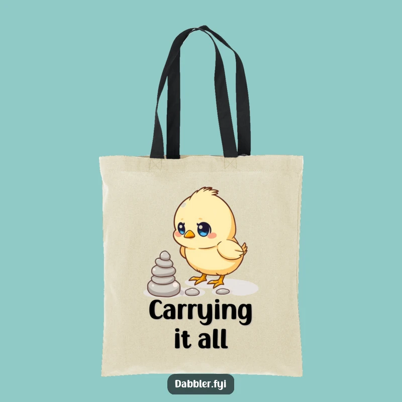Funny Chick Pebble Stack Tote Bag - Carry Your Goals with Humor, Great Funny Gift!