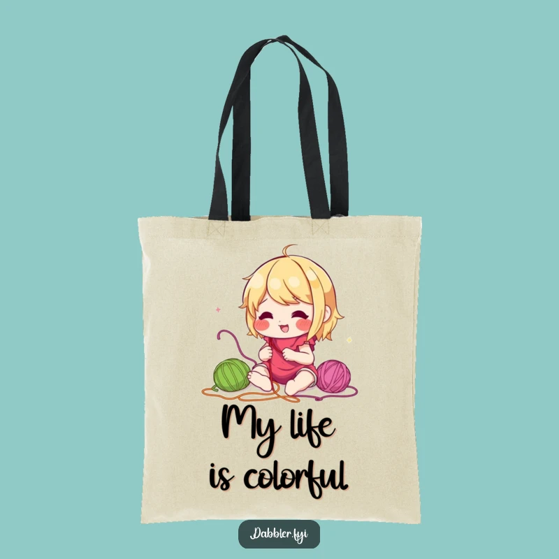 Funny Crafter Tote Bag: Lively Character Sewing Colorful Threads, Practical Funny Gift