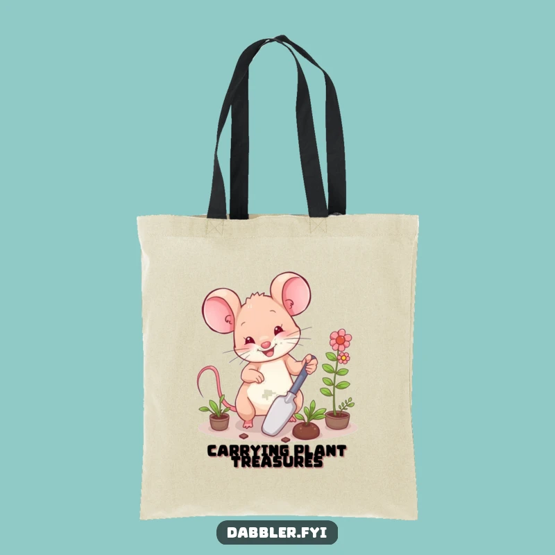 Funny Mouse Garden Tote Bag: Carry Your Plants with This Happy Mouse!