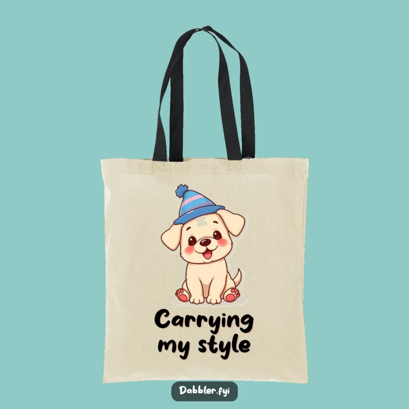 Funny Puppy Hat Tote Bag: Carry Your Essentials with Canine Charm, Great Funny Gift