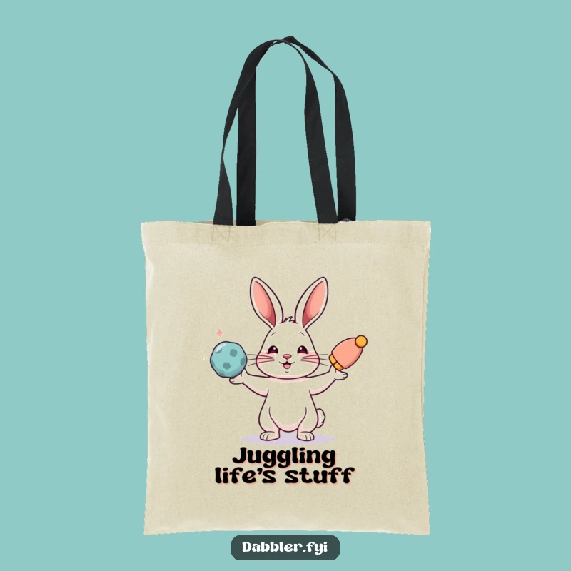 Funny Rabbit Juggling Tote Bag: Carry Your World with Whimsy, Perfect Funny Gift