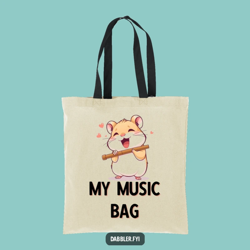 Funny Hamster Flutist Tote Bag: Joyful Hamster Music, Stylish Funny Gift