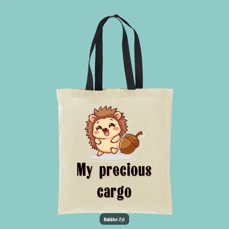 Funny Hedgehog & Acorn Tote Bag: Playful Character Accessory, Practical Humorous Gift
